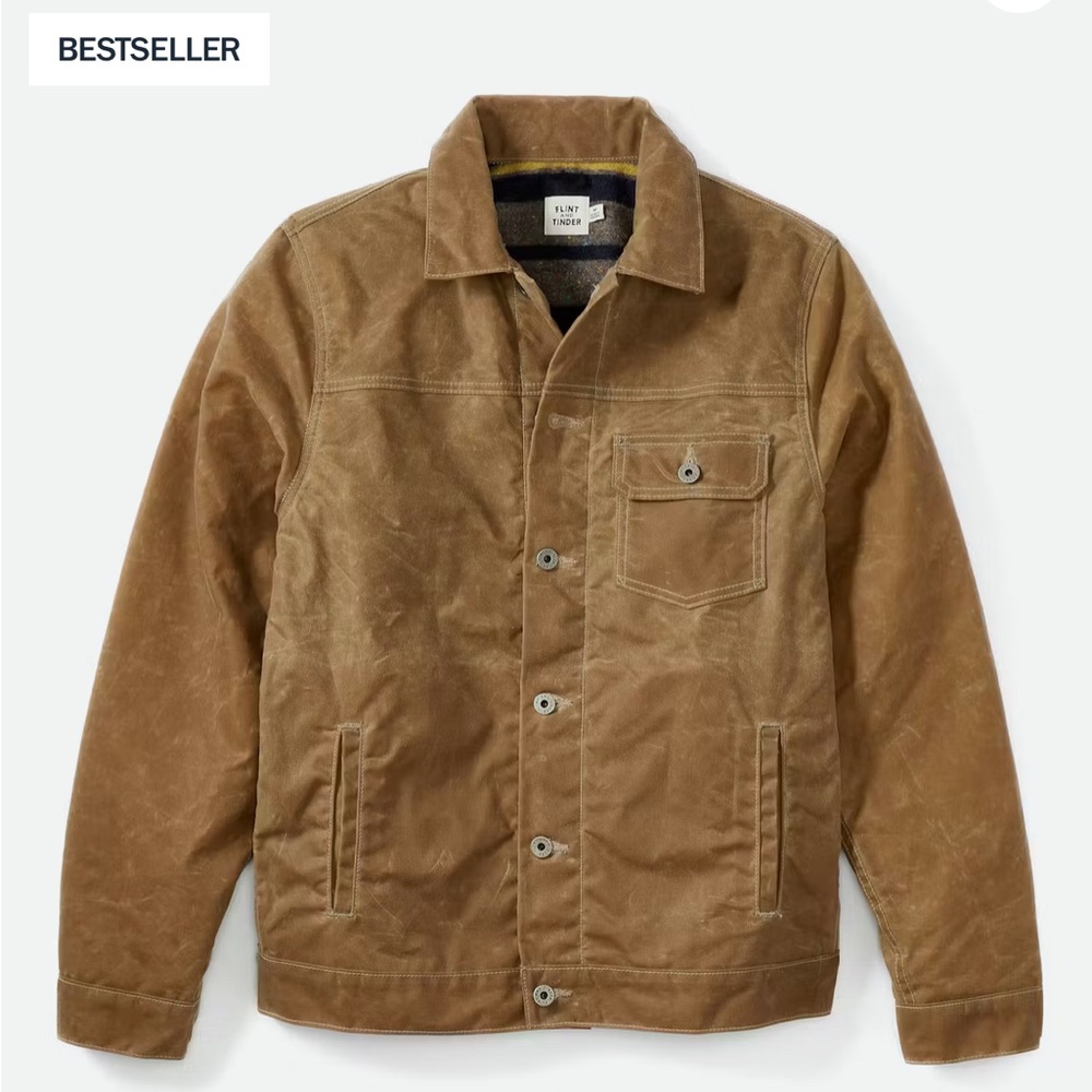 Flint and Tinder Wool-Lined Waxed Trucker Jacket